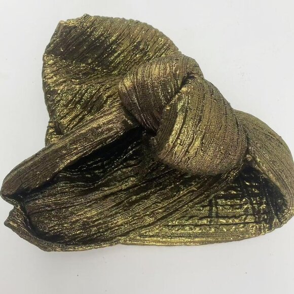 African Women Turban Caps Beanie Knotted Head Wraps Solid Gold Fashion main image 4